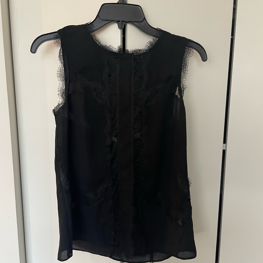 Chelsea28 Black Lace Trim Blouse